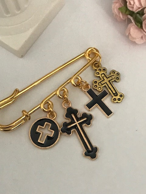 Broche ex voto, broche croix médaille religieuse, cadeau pour maman croix, cadeau pour femme croix, breloque croix kawaii