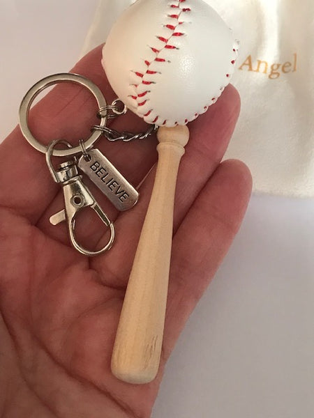Porte-clés baseball, porte clé batte et balle, cadeau pour papa baseball, cadeau joueur de baseball, batte breloque kawaii et balle.
