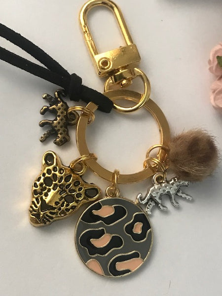 Porte-clés léopards, cadeau pour amateur de léopards, bijou de sac thème léopard, porte clés personnalisé animaux, léopard kawaii pendentif