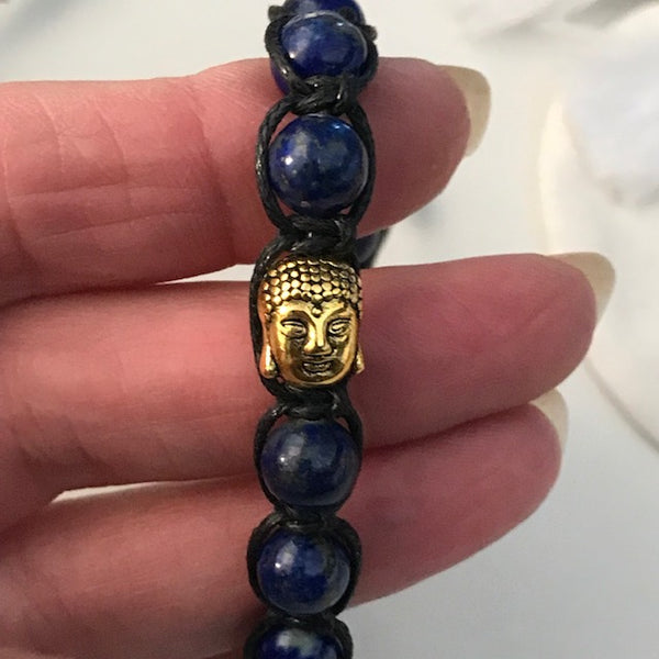 Bracelet lapis lazuli tête de bouddha, bracelet homme bouddha